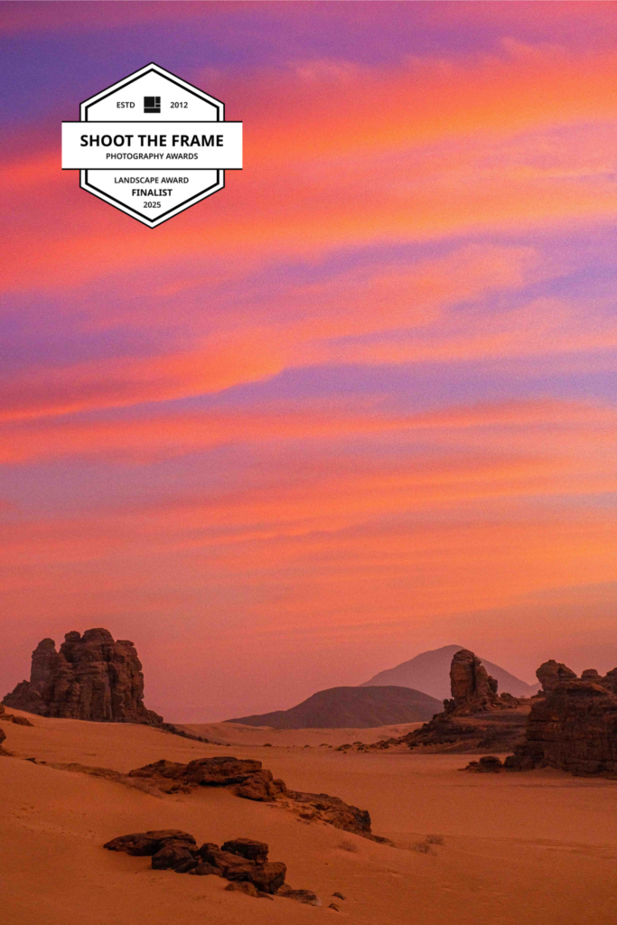 the sunset in the sahara in Djanet Algeria by Maxine Noel